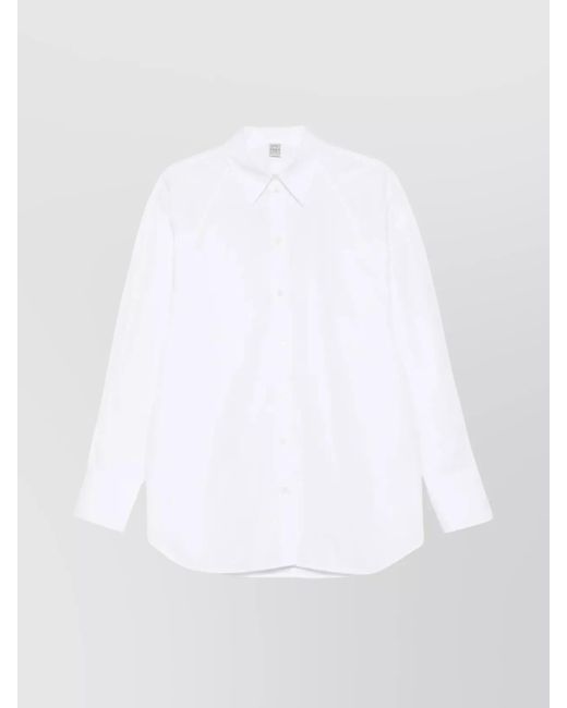 Totême  White Raw Raglan Shirt With Curved Hem