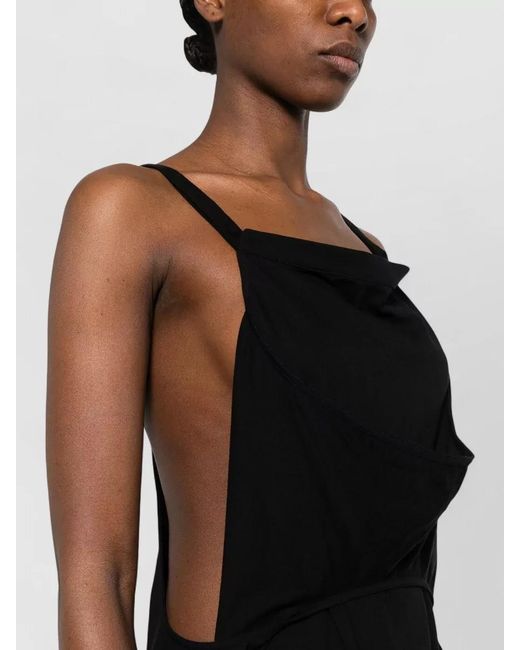 Rick Owens Black Jersey Maxi Dress Low Back Cutout Slit