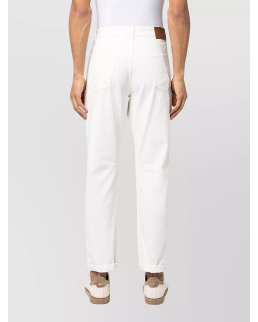 Brunello Cucinelli White Relaxed Fit Denim Trousers for men