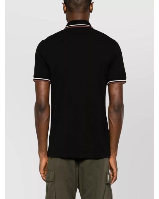 Fred Perry Black Striped Cotton Polo Shirt for men