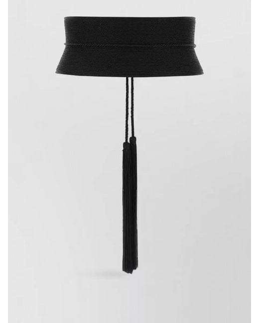 Alaïa Black Viscose Belt Tassel Detail Wide Band