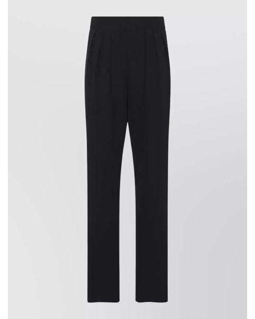 Giorgio Armani Blue Silk Pleated Tailored Trousers