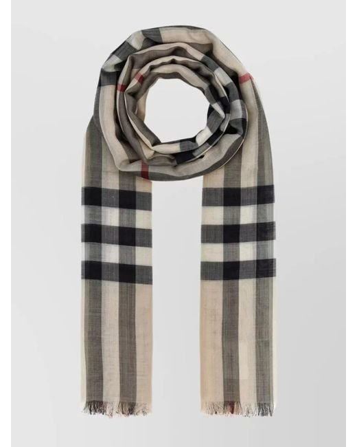 Burberry Natural Wool Silk Check Scarf