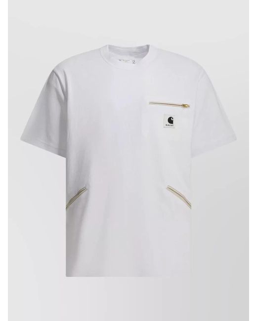 Sacai Blue Carhartt Wip Crew Neck Zip Pocket T-Shirt for men