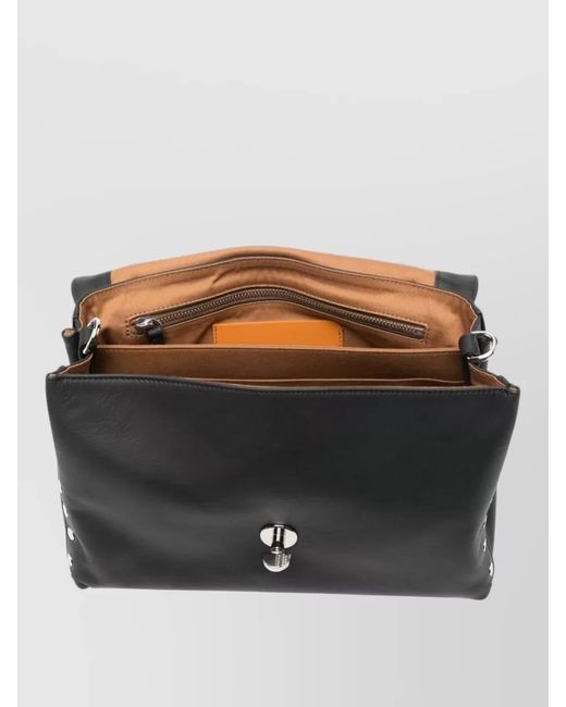 Zanellato Black Postina Saeta Small Leather Shoulder Bag