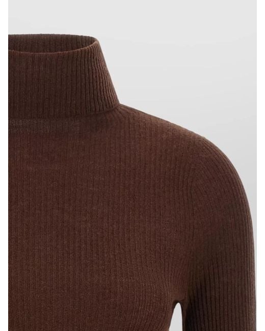 Fabiana Filippi Brown Long Sleeve Mock Neck Ribbed Sweater
