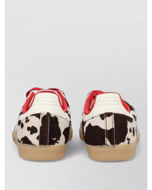 Adidas Originals Red Cow Print Low Top Sneakers Gum Sole