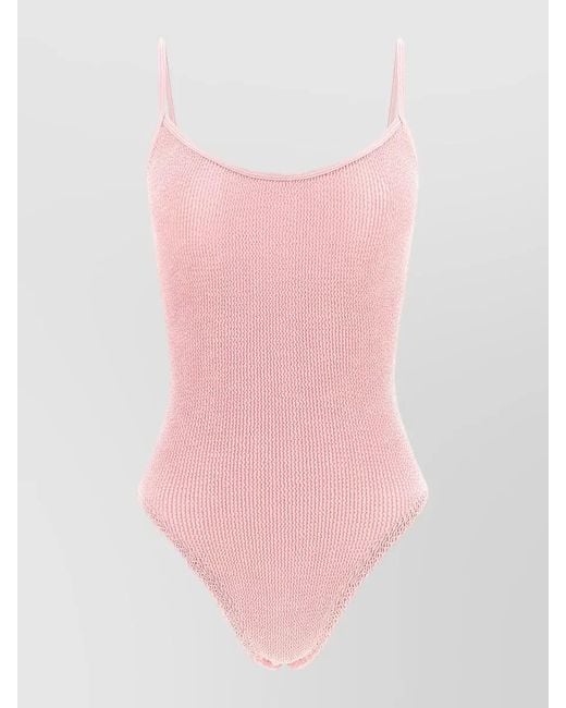 Hunza G Pink Pamela Ribbed One Piece Swimsuit