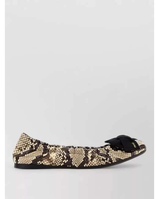 Prada Multicolor Leather Ballerina Flats Snake Print Bow