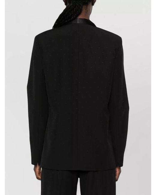 Forte_forte Black Wool Blend Tuxedo Jacket Dotted Pattern