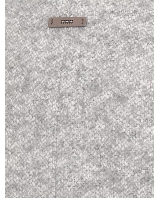 Peserico Gray Long Sleeve Coat Sequined Fabric Design