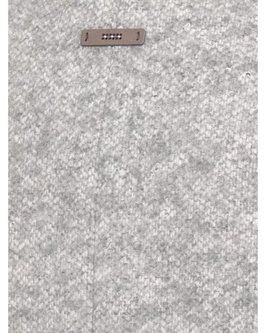 Peserico Gray Ribbed Collar Sequin Coat