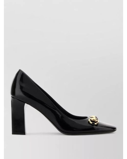 Gucci Black Leather Square-Toe Pumps