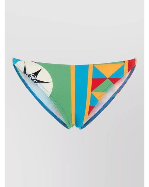 Loewe Blue Printed Stretch Nylon Low Rise Bikini Bottom
