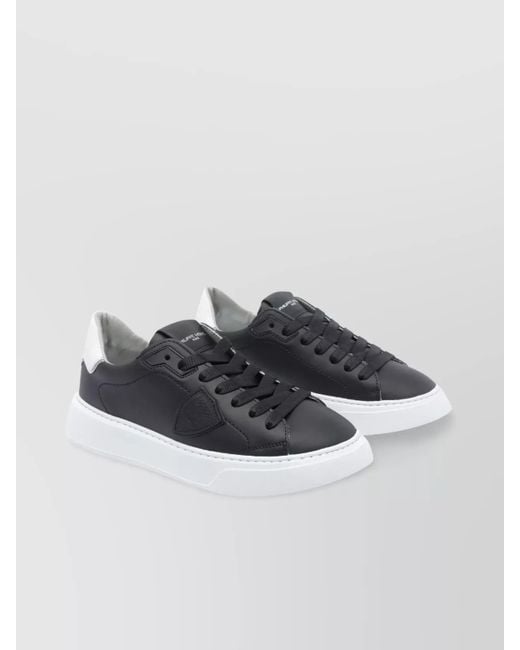 Philippe Model Gray Low Top Leather Sneakers