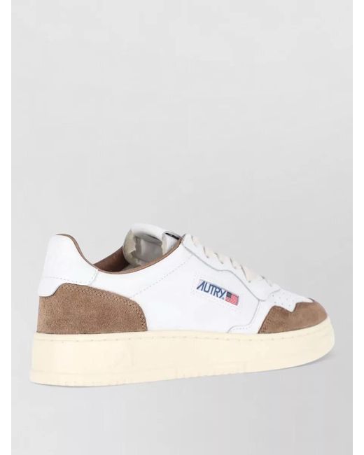 Autry White Low Sneakers Perforated Toe Box Contrast Panel Rubber Sole for men