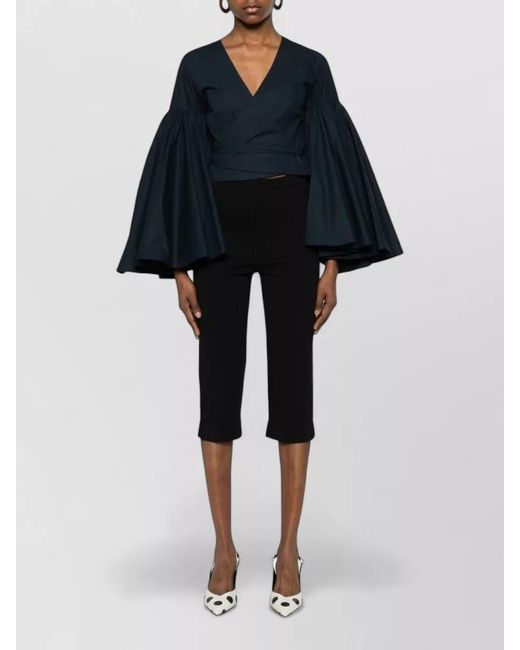 Jacquemus Blue Peasant Wrap Top V Neckline Tie Back
