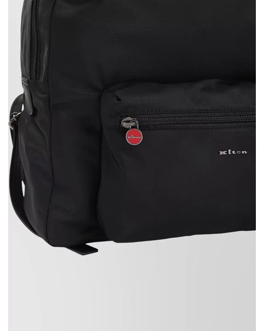Kiton Black Nylon Backpack for men