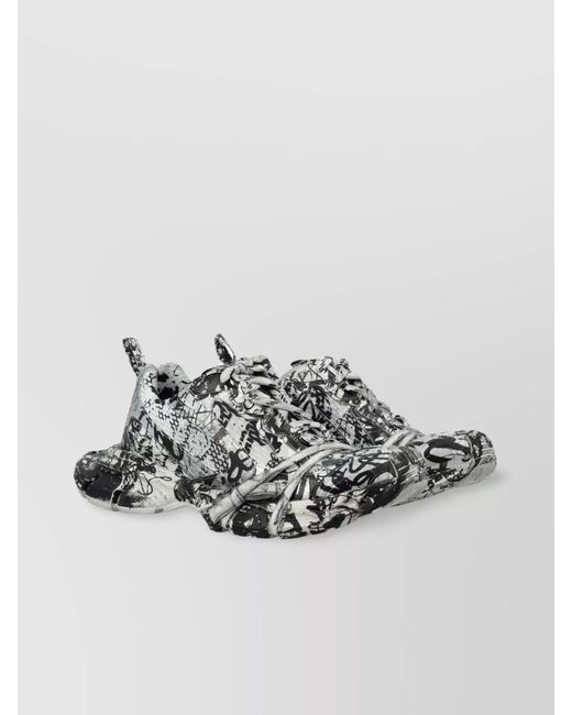 Balenciaga Metallic Printed Rubber Sole Sneakers With Pull Tab for men
