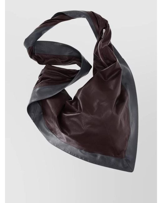LA ROSE Blue Asymmetrical Slouchy Shoulder Bag Two Tone