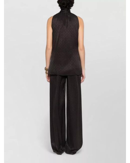 Gucci Black Silk Printed Tie Halterneck Sleeveless Blouse