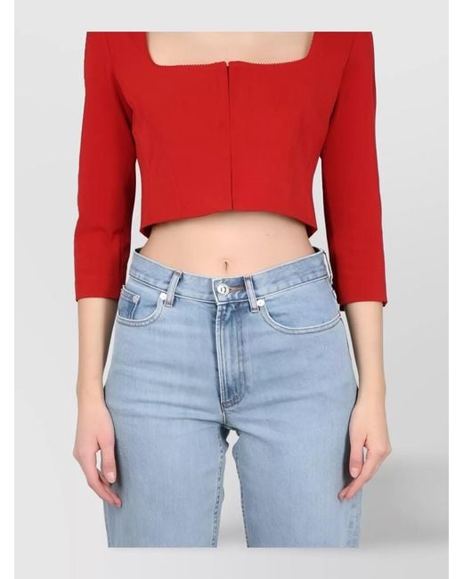 Acne Blue Long Sleeve Square Neck Blouse