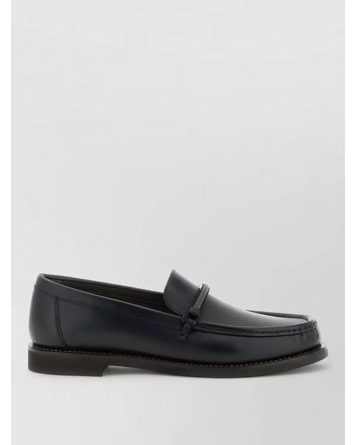 Brunello Cucinelli Black Penny Loafer Leather Loafers Monile Detail