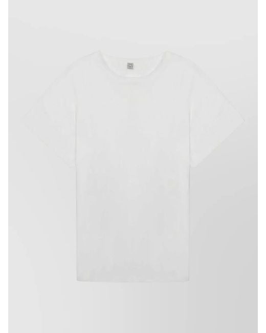 Totême White Cotton Crew Neck Short Sleeve T-Shirt