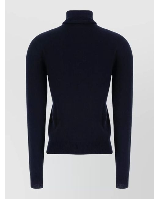 Alberta Ferretti Blue Wool Blend Sweater Turtleneck Accents
