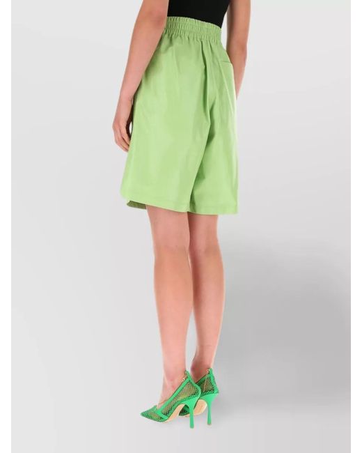 Bottega Veneta Green Lamb Leather Knee-Length Shorts