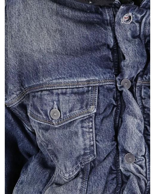 DIESEL Blue Faded Denim Padded Jacket