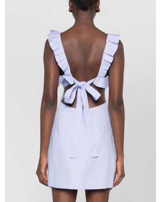 Zimmermann Blue Silk Blend Mini Dress Open Back
