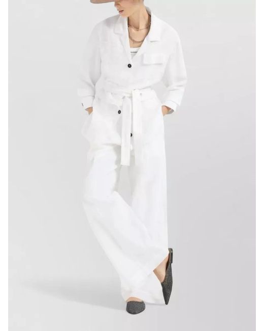 Brunello Cucinelli White Mesh Flat Mule Sandal Pointed Toe