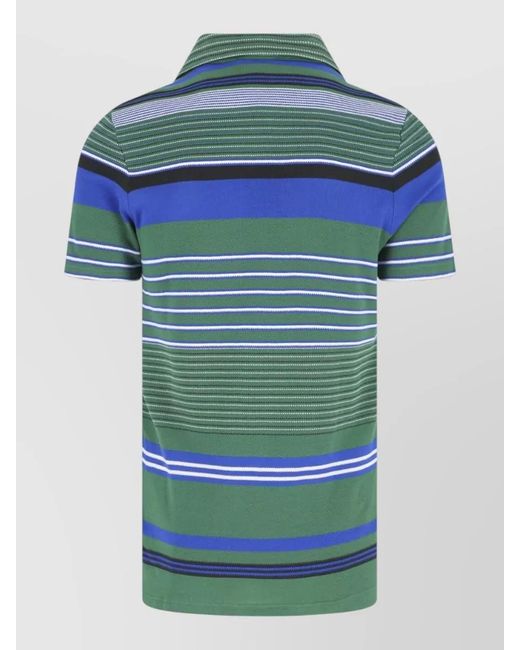 Lacoste Green Polo Collar Striped Pattern Short Sleeve Shirt for men