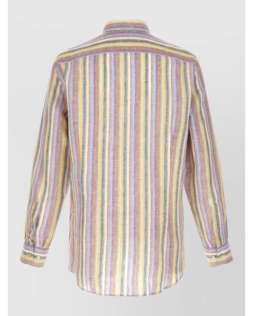 Etro White Striped Linen Shirt for men