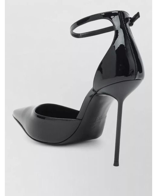 Paris Texas Black Ankle Strap Pumps Patent Pointed Toe Stiletto