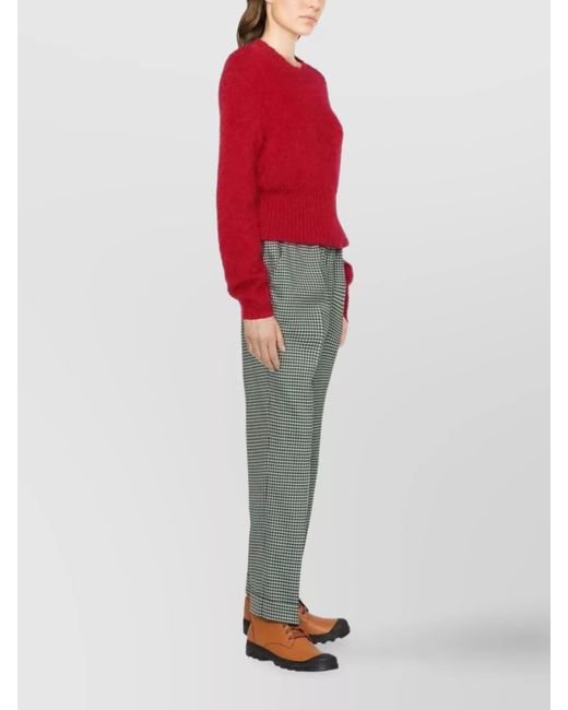 P.A.R.O.S.H. Gray Virgin Wool Fine-Check Tapered Cropped Trousers