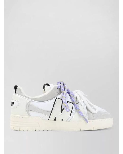 Moschino Metallic Lace Up Sneakers Suede Leather Mix