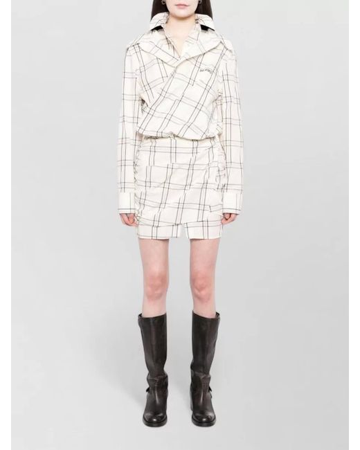 The Attico Natural Knee Length Dress Checkered Pattern