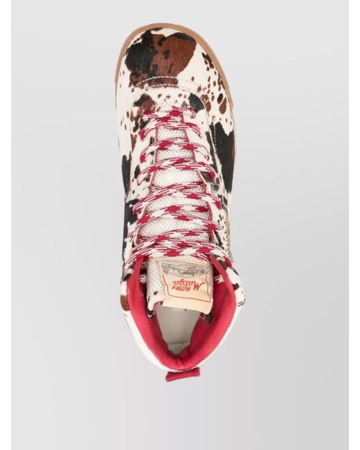 Autry Pink Leather Animal-Print Ankle Sneakers