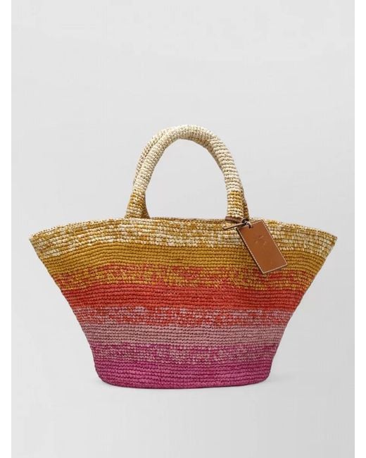Manebí Pink Beach Bag Dual Handles Gradient Woven Texture