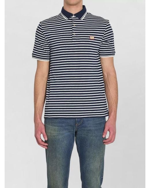 Valentino Garavani Blue Striped Cotton Regular-Fit Polo Shirt for men