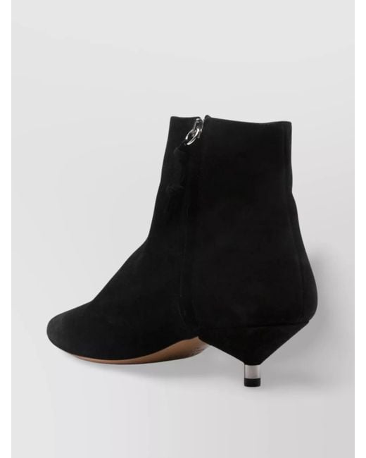 Isabel Marant Black Leopard-Print Suede Ankle Boots With Low Heel