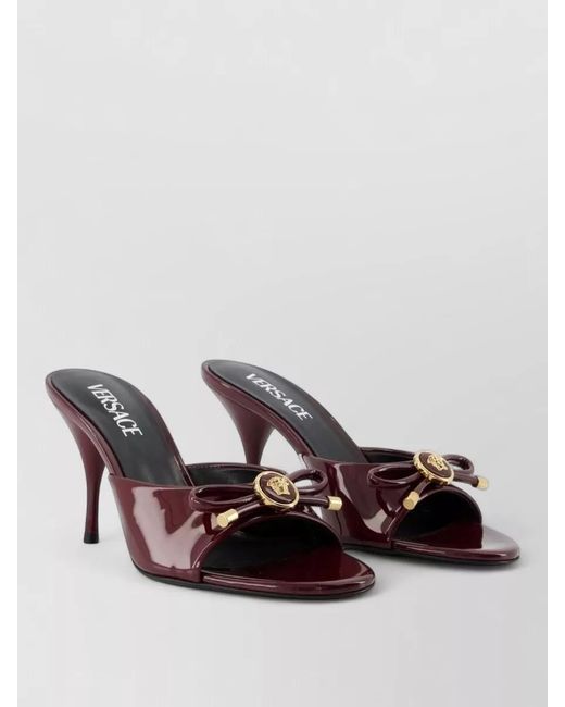 Versace Purple Patent Calfskin High Heel Mules 85