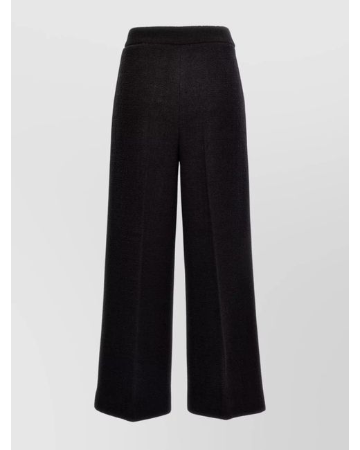 Moschino Black Cropped Bouclé Wide-Leg Trousers