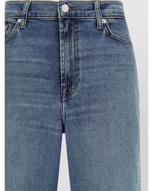 7 For All Mankind Blue Denim Wide-Leg Trousers