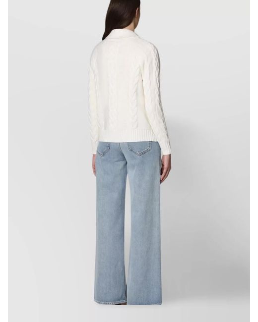 Max Mara Natural Cashmere Wool Cable-Knit Double-Breasted Jacket
