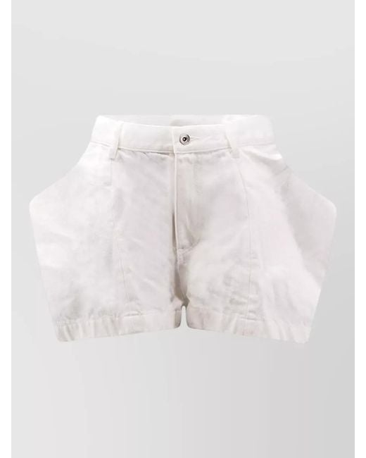 Sacai Natural Cotton Shorts Stitching Side And Back Pockets