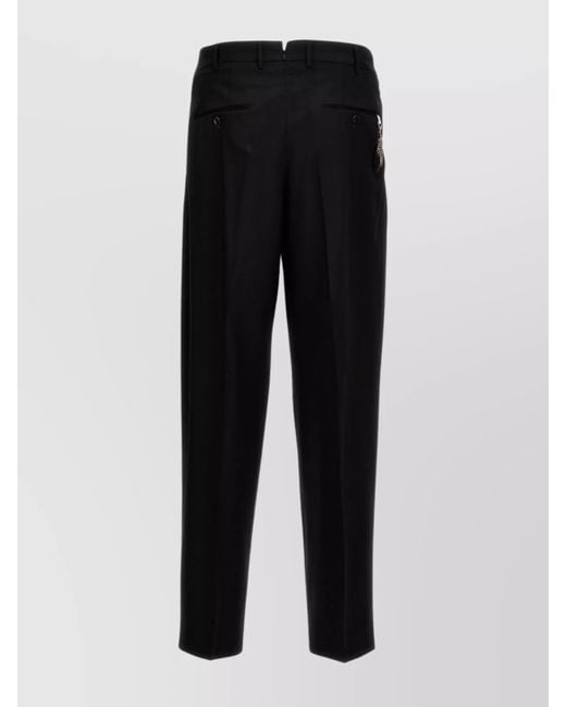 PT Torino Black Wool Tailored Trousers for men