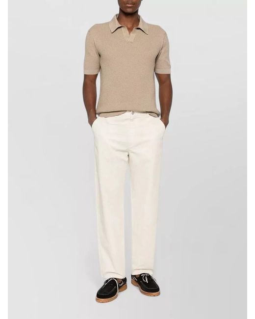 Cellar Door Natural Fadi Straight Leg Cotton Linen Pants for men